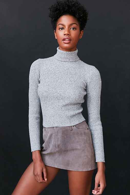 BDG Cassandra Ribbed Turtle Neck Sweater,GREY,XS | Urban Outfitters US