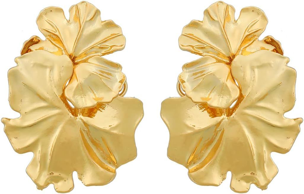 YOOSMATIC Gold Flower Earrings 14K Gold Plated Flower Dangle Drop Earrings, Sparkling Dainty Earr... | Amazon (US)