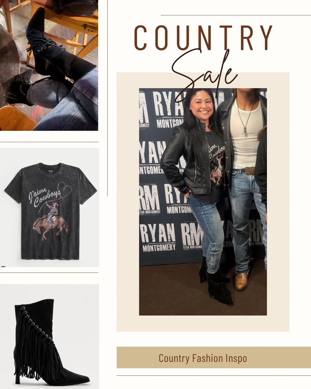 Country concert fit, but make it cute + comfy. Think cowboy boots you can actually dance in, a breezy denim or fringe moment, and a top that’s equal parts flirty and effortless. This look is perfect for singing along under the lights, sipping something cold, and staying comfy from the opening act to the encore. Linked all my go-to fashion inspired pieces for that laid-back country vibe with a little extra edge ✨    IG: @michellemc8 LTKFestival #LTKKOOTD #CountryConcertStyle #ConcertOutfit #LTKFinds #WesternInspired

#LTKNYFW #LTKU #LTKootd