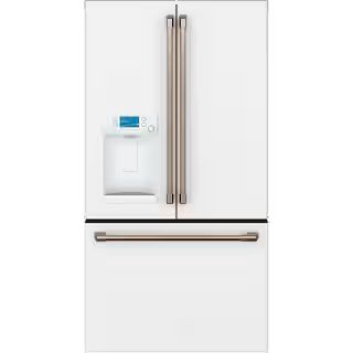 22.2 cu. ft. French Door Refrigerator with Hot Water Dispenser in Matte White, Counter Depth and ... | The Home Depot