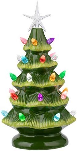 Amazon.com: Sunnyglade 11" Ceramic Christmas Tree Tabletop Christmas Tree Lights with 28 Multicol... | Amazon (US)