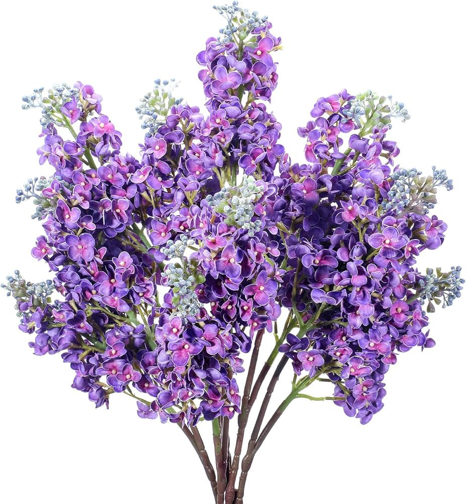 6 Pcs 25" Artificial Lilac Flowers Fake Delphinium Antirrhinum Stem Silk Real Touch Flowers Faux ... | Amazon (US)