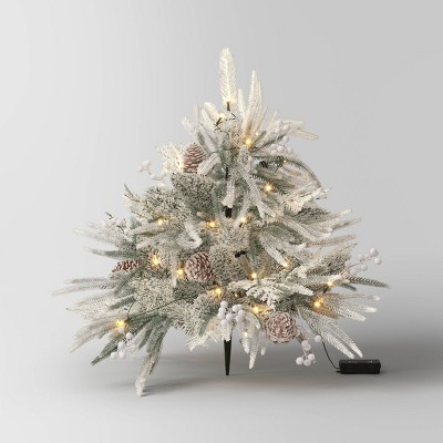 28" Pre-Lit Christmas Mixed Artificial Flocked Greenery with Ground Stake - Wondershop™ | Target