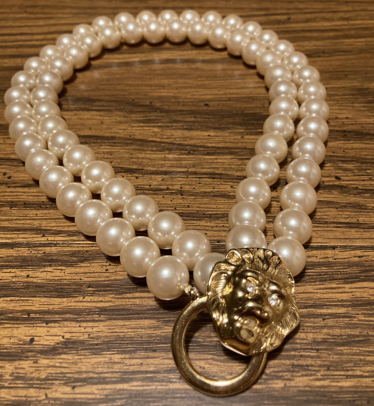 Kenneth Jay Lane AVON Double Strand Faux Pearl Lion’s Head Statement Necklace 🦁 | eBay US