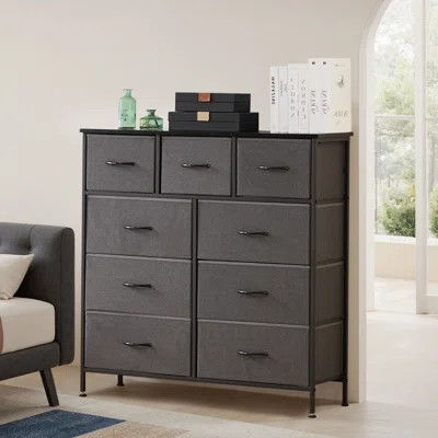 39.37'' W 9-Drawer Fabric Dresser with Wood Top, Storage Chest | Wayfair North America