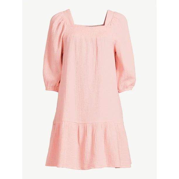 Scoop Women's A-Line Short Dress with Puff Sleeves | Walmart (US)