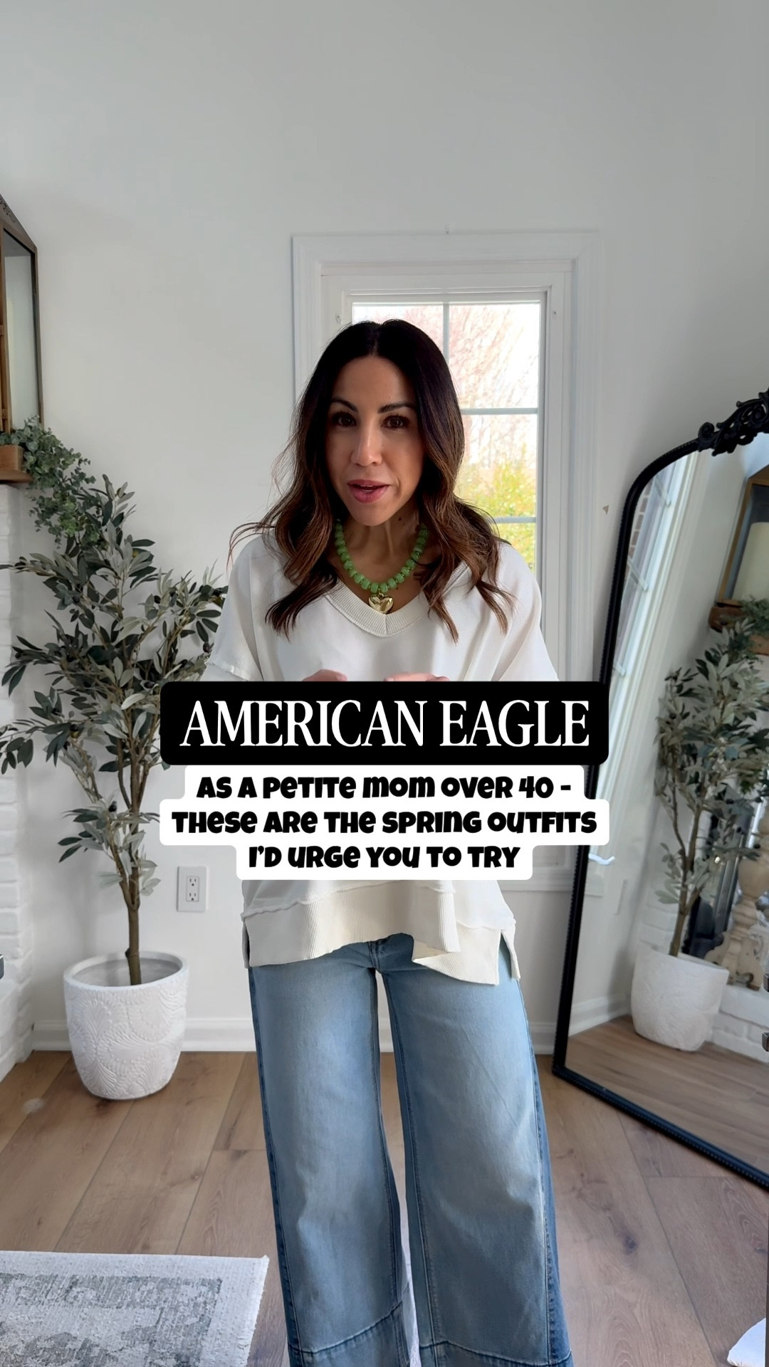 Code: EXTRASPRING for up to 35% off at American Eagle. Sizing:
Baggy jeans 0R
Drawstring jeans Xs short
Trousers XS
Barrel pants XS
2 tone jeans 0 short
Sweatshirts small
Short sleeve sweatshirt XS
V-neck small

#LTKSaleAlert #LTKOver40 #LTKPetite