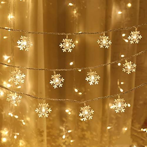 WesGen Christmas Lights，Snowflake String Lights Battery Operated Waterproof 20ft, 40 LED Fairy ... | Amazon (US)