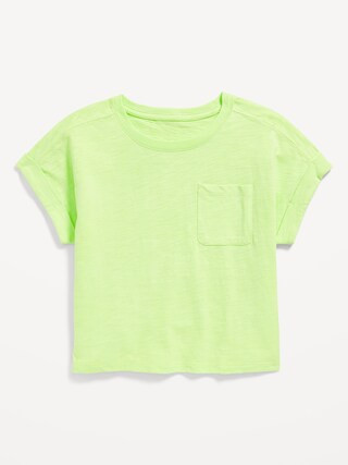 Short-Sleeve Slub-Knit Pocket T-Shirt for Girls | Old Navy (US)