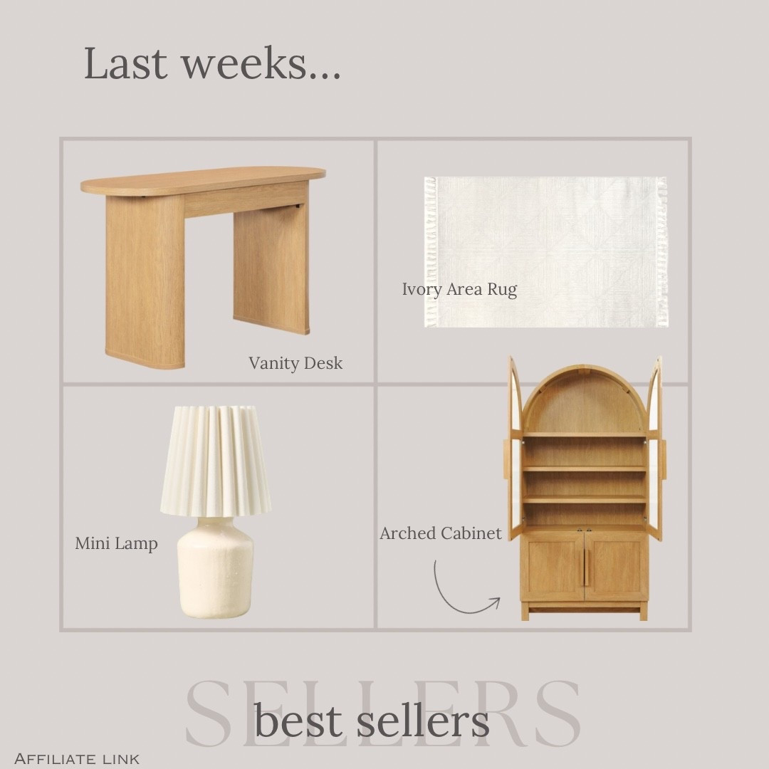 Last Weeks BEST sellers ✨



#archedcabinet #vanity #desk #vanitydesk #teenroom #ivoryrug #arearug #neutralrug #tablelamp #minilamp #homedecor #bestsellers 

#LTKHome