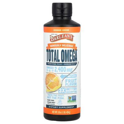 Barlean's Total Omega®, Omega 3-6-9, Orange Creme, 2,400 mg, 16 oz (454 g) | Target