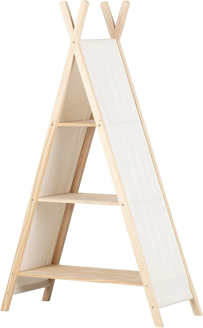 South Shore Sweedi Teepee 3 tier Shelving Unit-Natural Cotton and Pine | Amazon (US)
