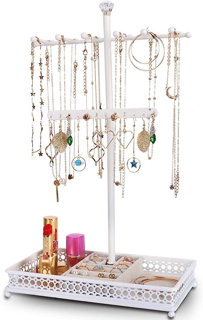 Meangood Jewelry Tree Stand Organizer 3in1 Necklace Organizer Display Bracelet Earrings and Ring ... | Amazon (US)