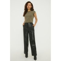 Petite Faux Leather Straight Leg Trouser | Debenhams UK