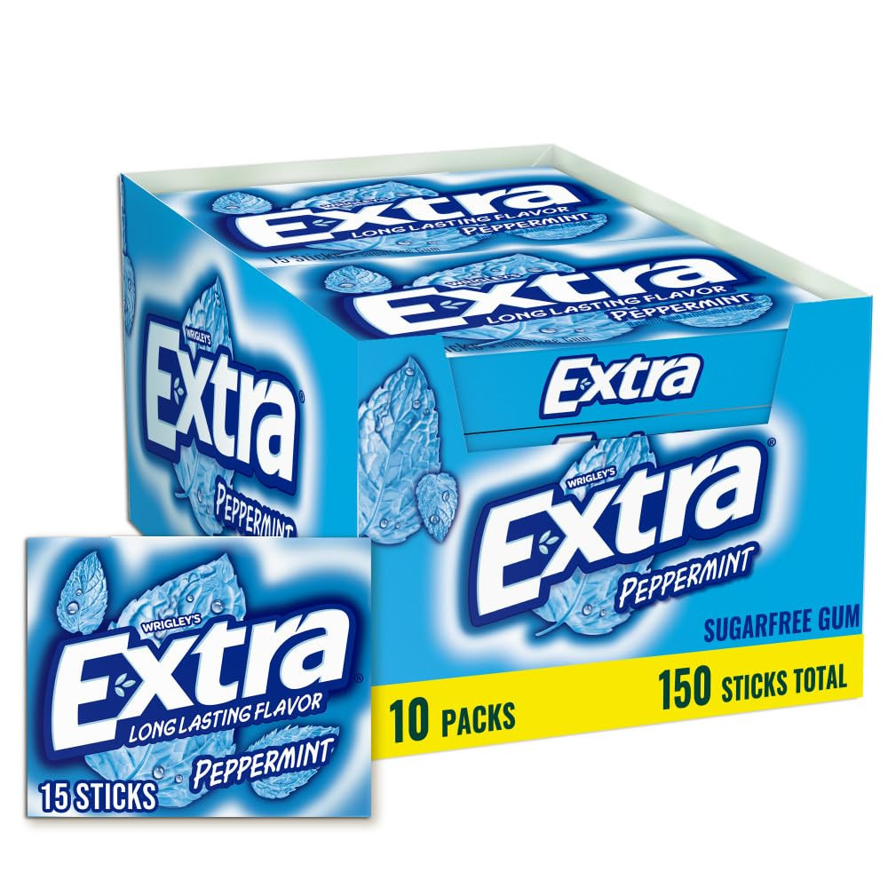 Extra Gum Peppermint Chewing Gum, 15 Pieces (Pack of 10) | Amazon (US)