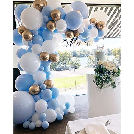 Balloon Garland Kit Blue White Gold Chrome Balloon Arch Wedding Bridal Shower Birthday Party Baby Sh | Walmart (US)