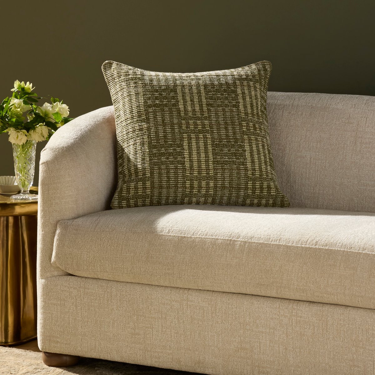 Vinnie Pillow PCJ-0037 Green Cotton Striped | Rugs Direct