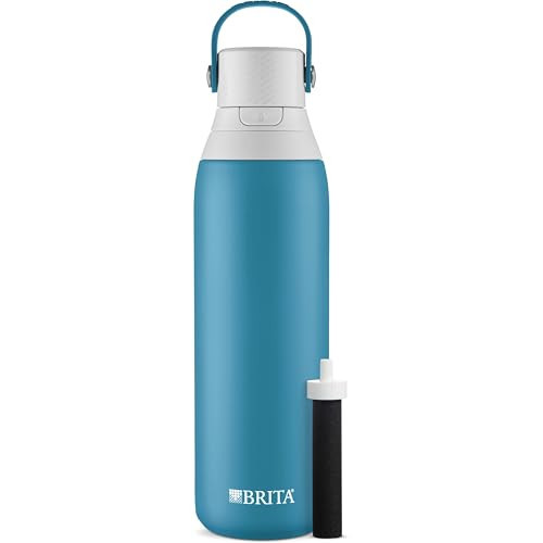 Brita Insulated Filtered Water Bottle with Straw, Reusable, Stainless Steel Metal, Blue Jay, 20 Ounce | Amazon (US)