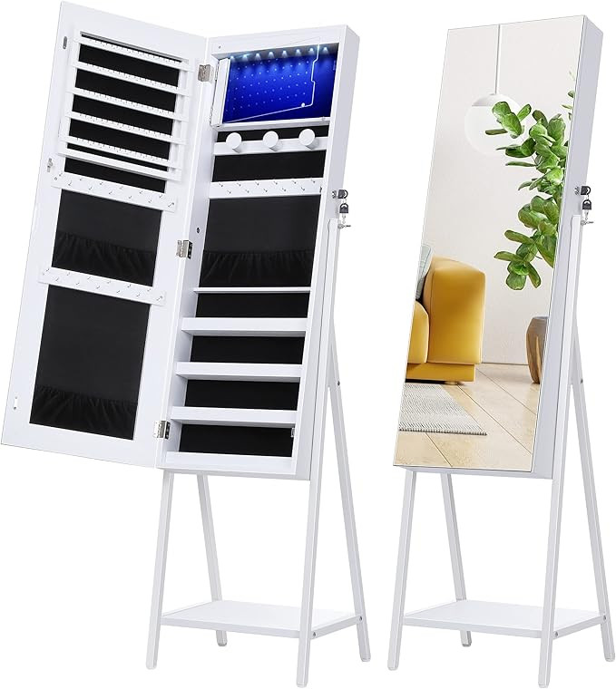 Nicetree Standing Jewelry Mirror Cabinet, Full Length Mirror and Jewelry Storage All in One, Supe... | Amazon (US)