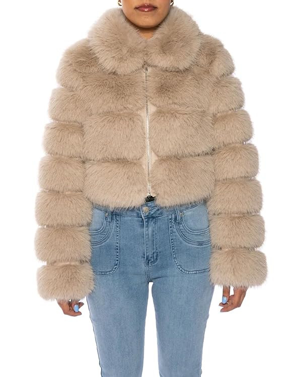 Azalea Wang Women's Khokho Faux Fur Jacket, Faux Fur Coat, Jacket With Fur, Fur Jackets for Women... | Amazon (US)