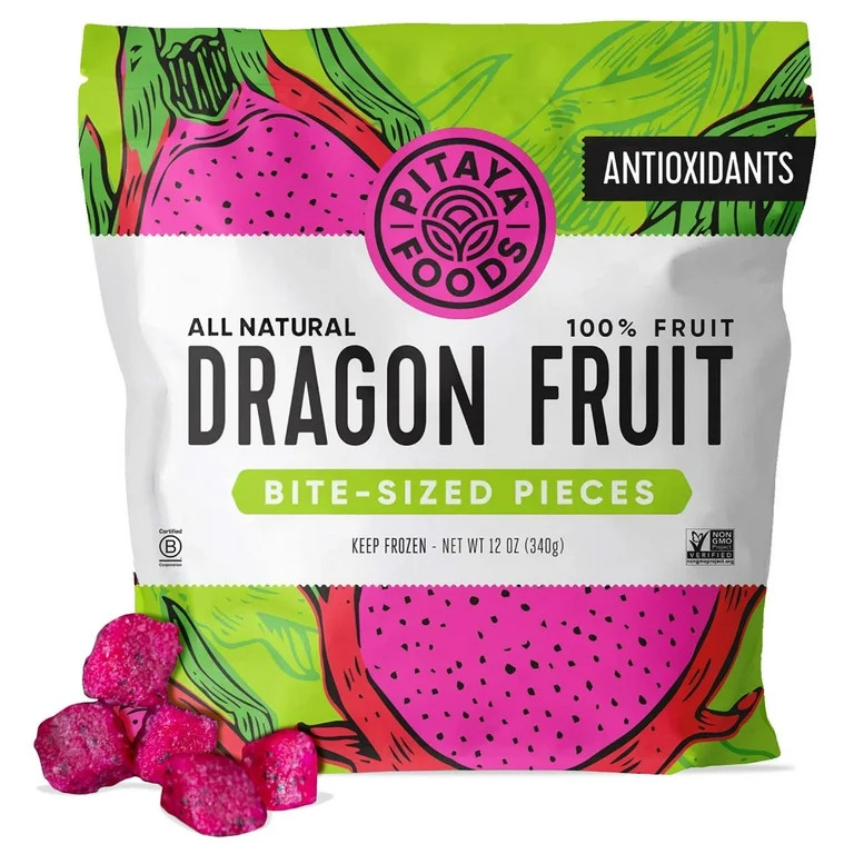 Pitaya Foods Frozen Dragon Fruit Pieces, Non-GMO Exotic Frozen Fruit For Smoothies, 12 oz | Walmart (US)