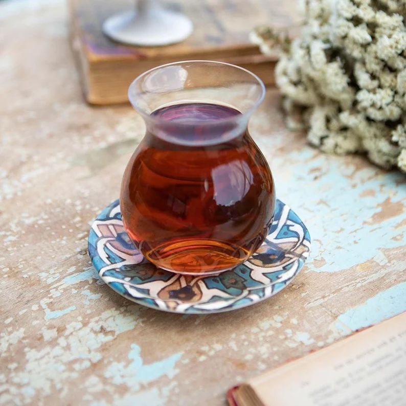 Teacup and Saucer Set, Unique Big Teacups, Tile Art Saucer, Naturalist Rumi Saucer,  Valentine's ... | Etsy (US)