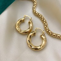 Gold Hoop Earring/18K Filled Hypoallergenic Earring Croissant Earrings Thick Gold Hoop Chunky Hoops  | Etsy (US)