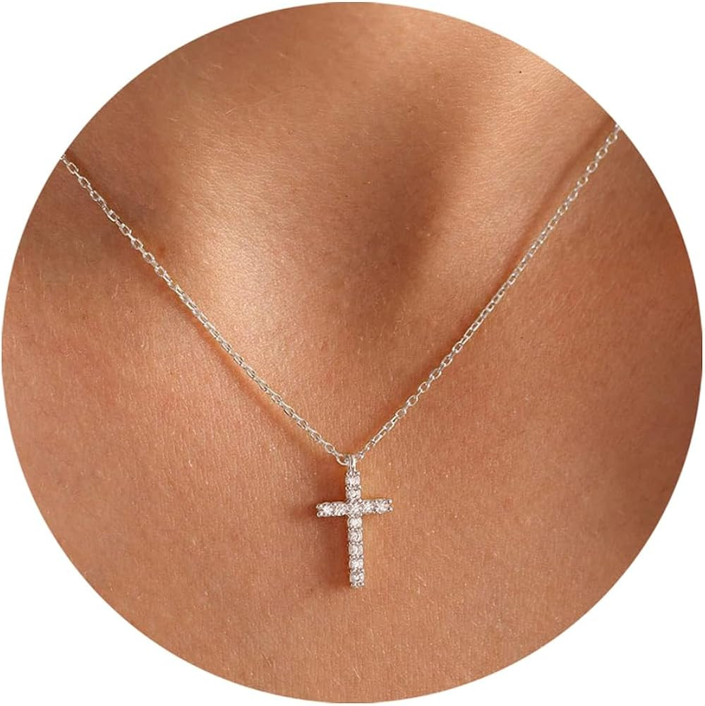 Fesciory Cross Necklace for Women, 14K Gold Plated Cross Pendant Dainty Layered Chain Necklace Je... | Amazon (US)