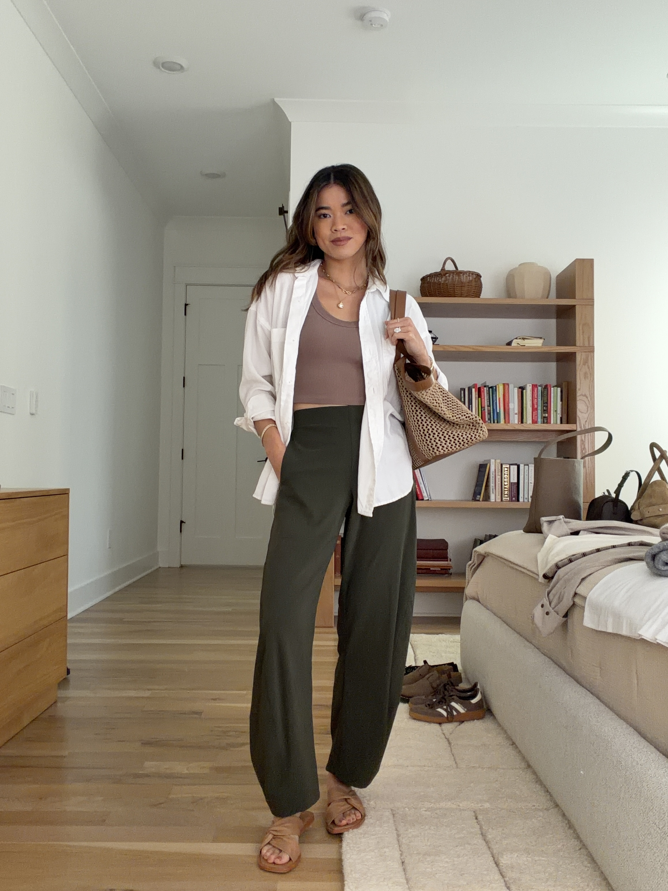 Cozy fall outfit. I love these @Ruti pants!

Sizing info: 
-Ruti The On The Loose Work Pants (Size 0 regular in Verdant) 
-Abercrombie Bra Free Tank (Size XS) 
-Vuori Trestles Twill Button Up (Size XS in White)

green pants, petite pants, green petite pants, fall pants, summer pants, barrel pants, summer outfit, fall outfit, vacation outfit, travel outfit, best petite pants, petite barrel pants, comfy pants, viral barrel pants, fall style, petite fall style

#LTKootd #LTKSeasonal #LTKPetite