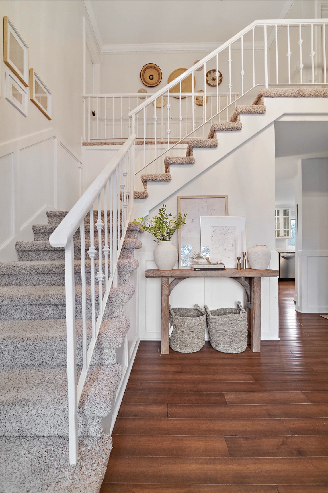 Basket wall. Console decor. Entryway. Foyer. Baskets. Frames  

#LTKFind #LTKstyletip #LTKhome