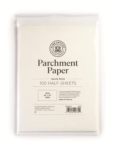 King Arthur Professional-Grade Pre Cut Parchment Paper Sheets for Baking: 100 Count, Nonstick, Reusable, Heavy-Duty, Fits 18 x 13 in Pan, Silicone-Coated, USA-Made Baking Supplies | Amazon (US)