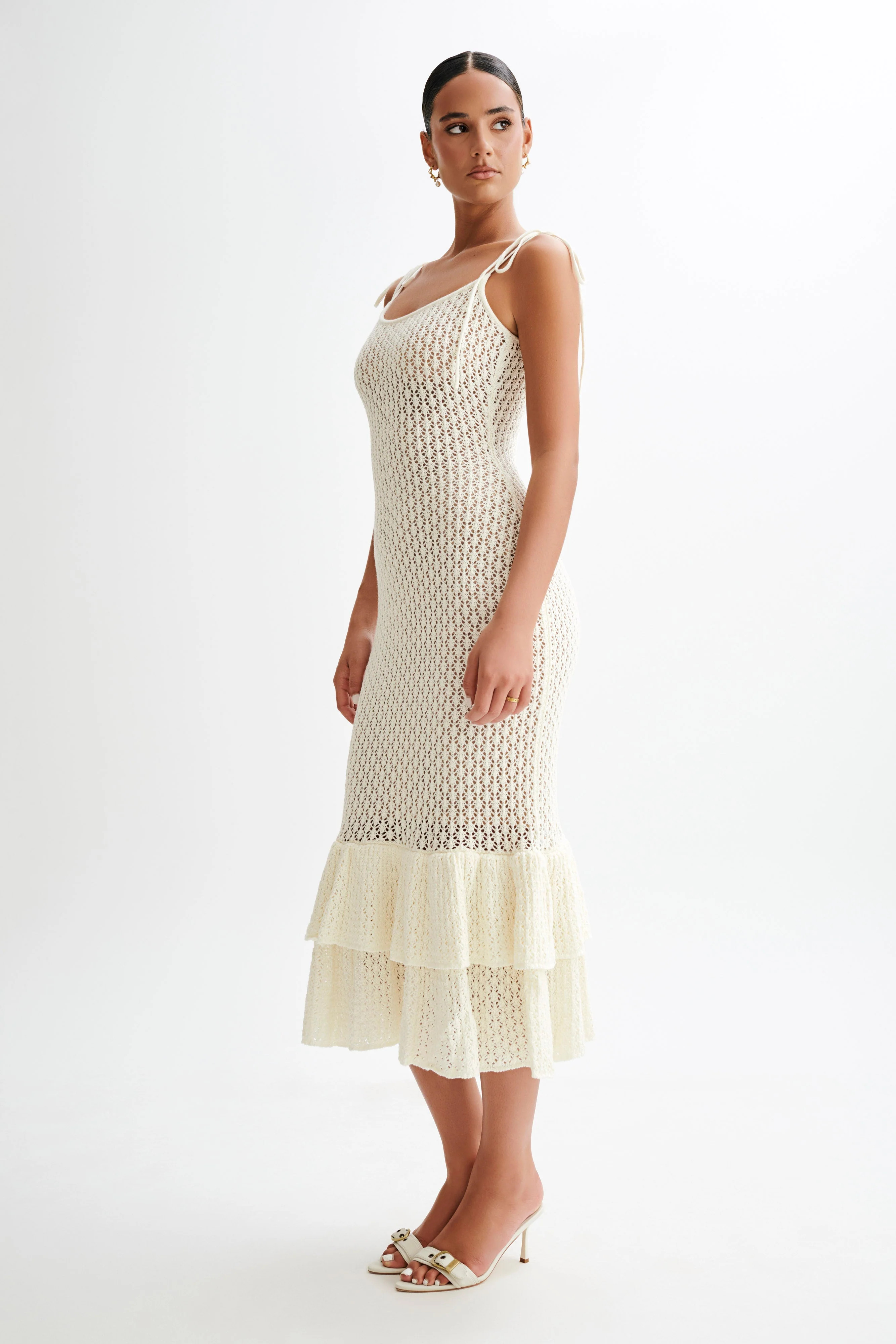 Bianca Knit Midi Dress - Ivory | MESHKI US