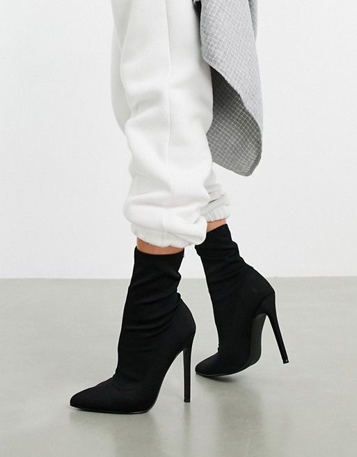 ASOS DESIGN Esmerelda high heeled sock boots in black | ASOS US