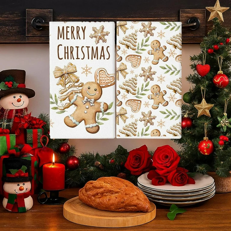 Christmas Kitchen Towels Gingerbread 18 x 26 Inch Set of 2 Dish Towels Hand Towels for Winter Hol... | Walmart (US)