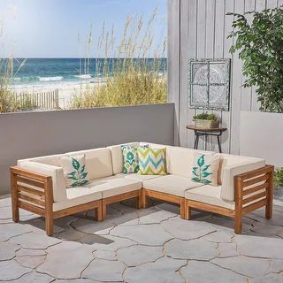 Oana Outdoor 5-seat Acacia Sectional Set by Christopher Knight Home - - 25859234 | Bed Bath & Beyond