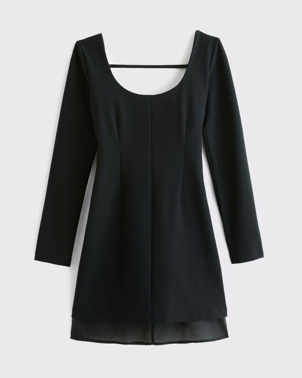 Women's Long-Sleeve Sheer Hem Mini Dress | Women's New Arrivals | Abercrombie.com | Abercrombie & Fitch (US)