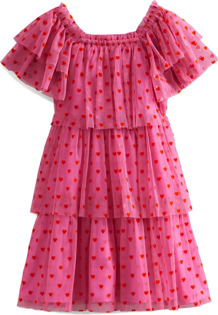 Mini Boden Kids' Flutter Sleeve Tiered Tull Party Dress | Nordstrom | Nordstrom