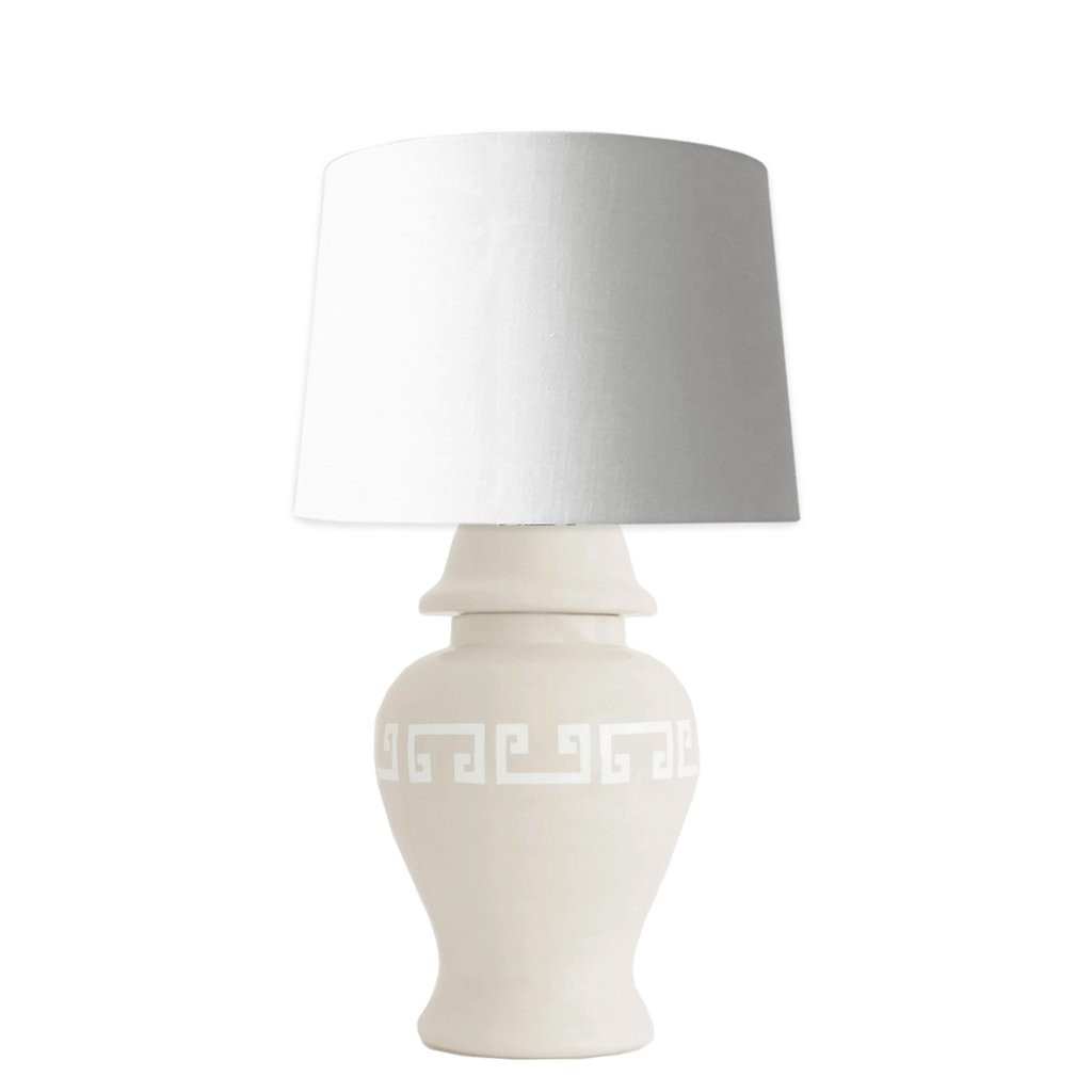 Beige Greek Key Ginger Jar Lamp | Lo Home by Lauren Haskell Designs