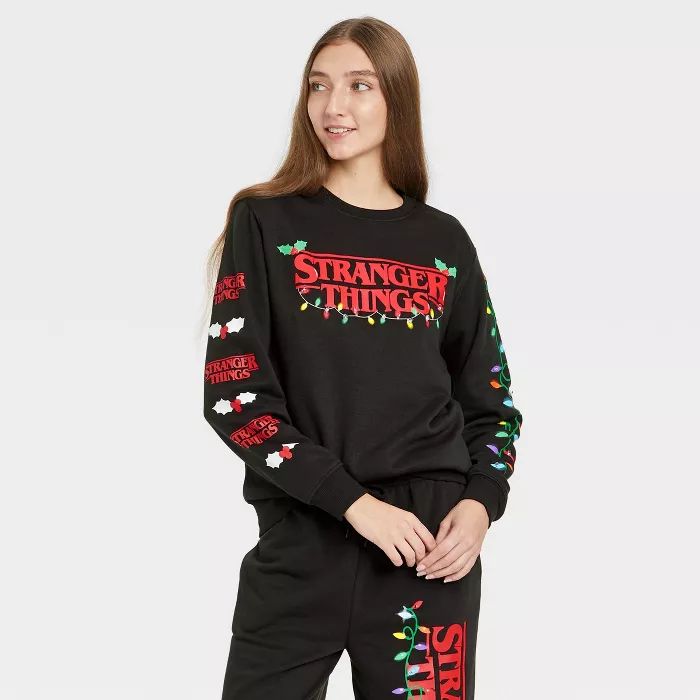 Women's Stranger Things Holiday Graphic Sweatshirt - Black | Target