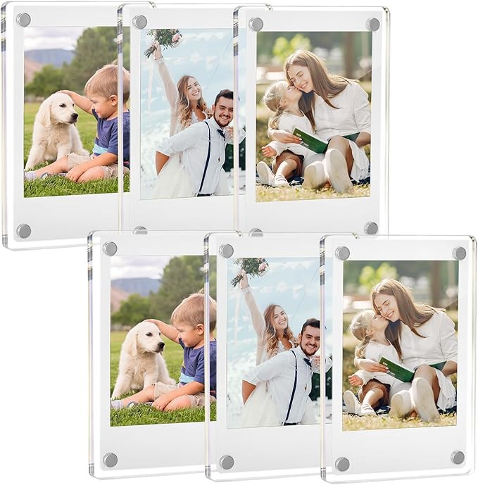 TWING Acrylic Fridge Magnetic Picture Frames 6 Pack, 2.4 x 3.5 In Magnet Photo Frames, Double Sid... | Amazon (US)