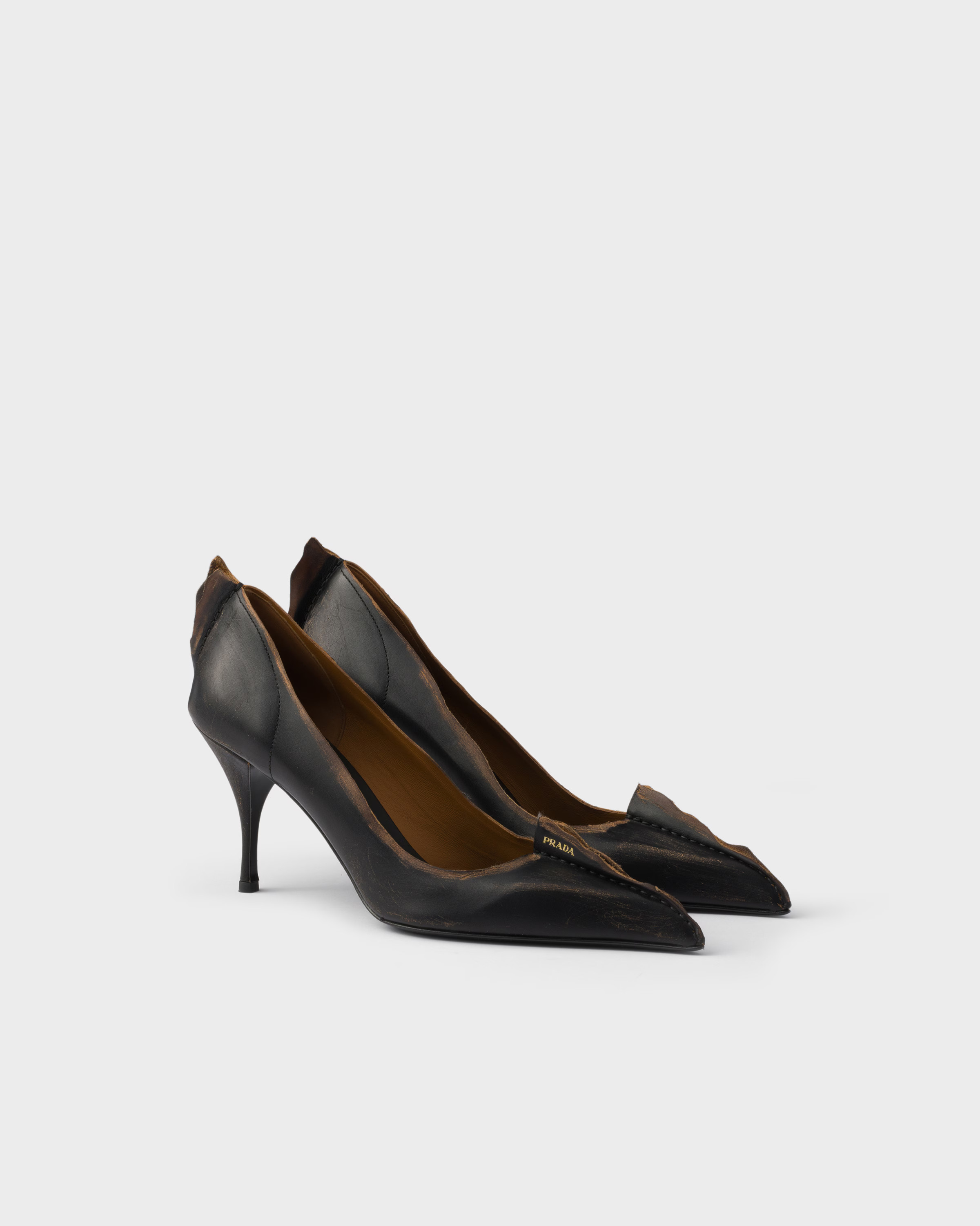 Antiqued leather pumps | Prada US