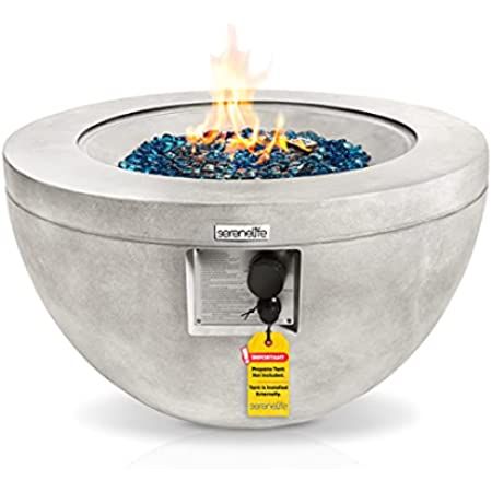 Teamson Home Peaktop Concrete Propane Gas Fire Pit Table with ETL Certification, PVC Cover and Lava  | Amazon (US)