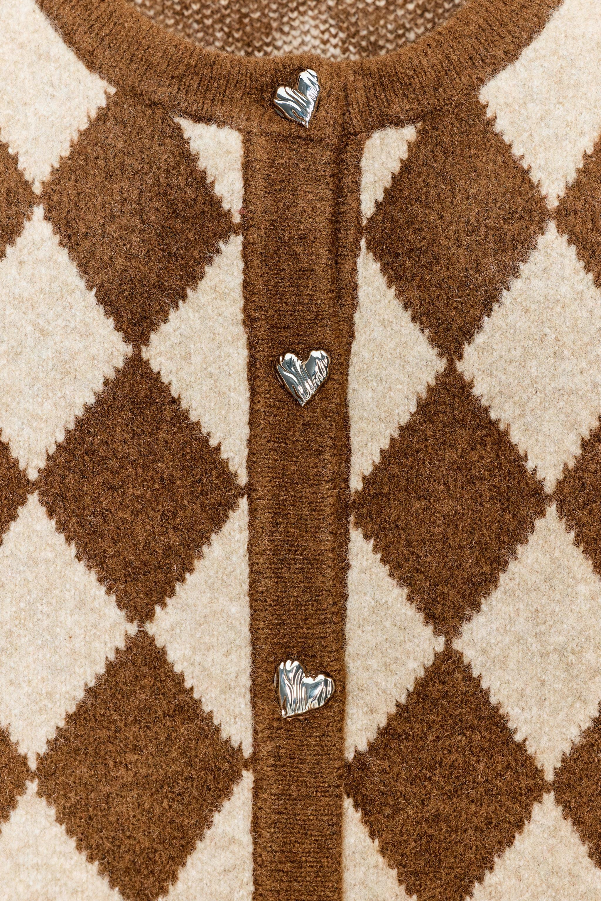 JACQUARD ARGYLE KNIT CARDIGAN | Zara UK