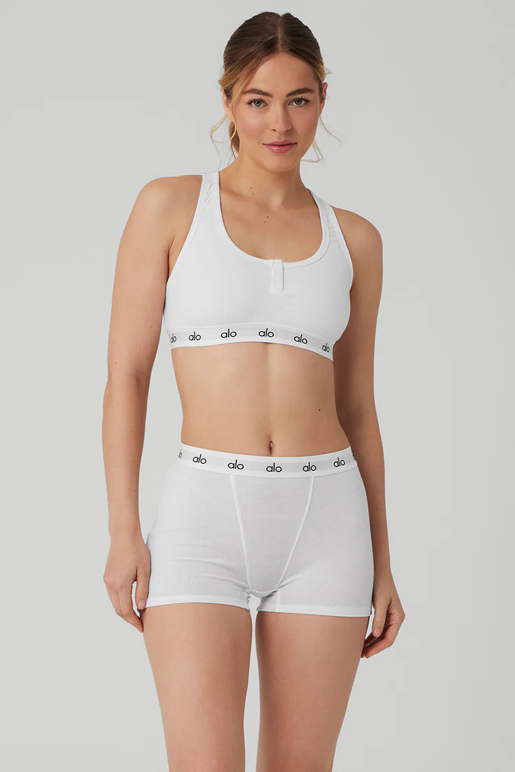 Icon Ribbed Henley Bra | Alo Yoga (US)
