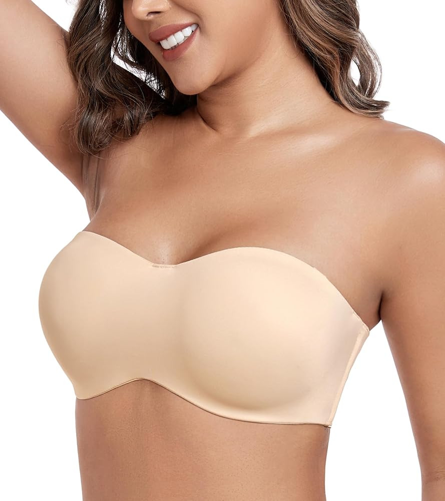 HACI Women's Unlined Strapless Bra for Plus Size Minimizer Seamless Underwire Large Bust Bandeau | Amazon (US)