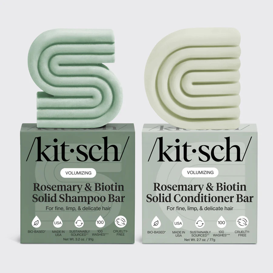 Rosemary & Biotin Volumizing Shampoo & Conditioner Bar Combo | Kitsch