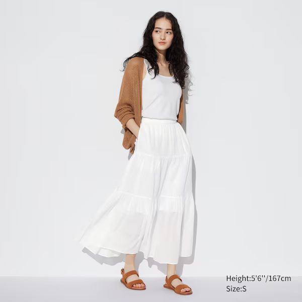 Crinkle Cotton Tiered Skirt | UNIQLO (US)