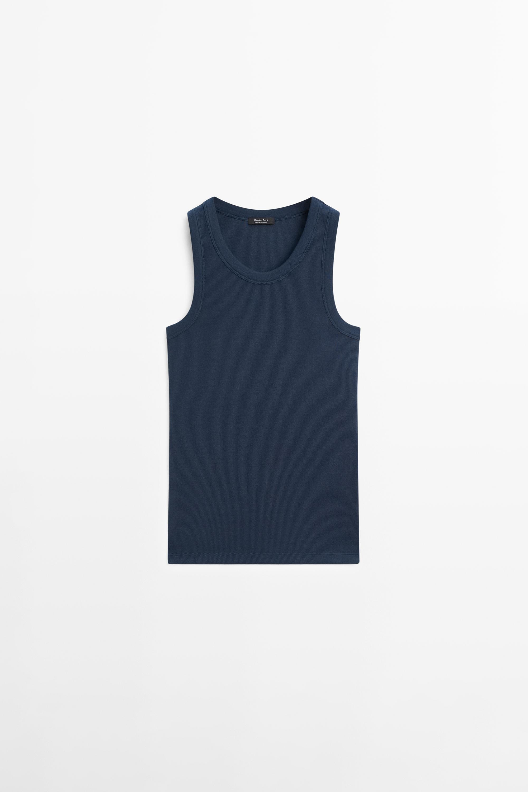 Cotton blend halter top | Massimo Dutti UK