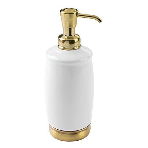 iDesign York Ceramic Soap Dispenser Pump, for Kitchen or Bathroom Vanities - White/Soft Brass | Amazon (CA)