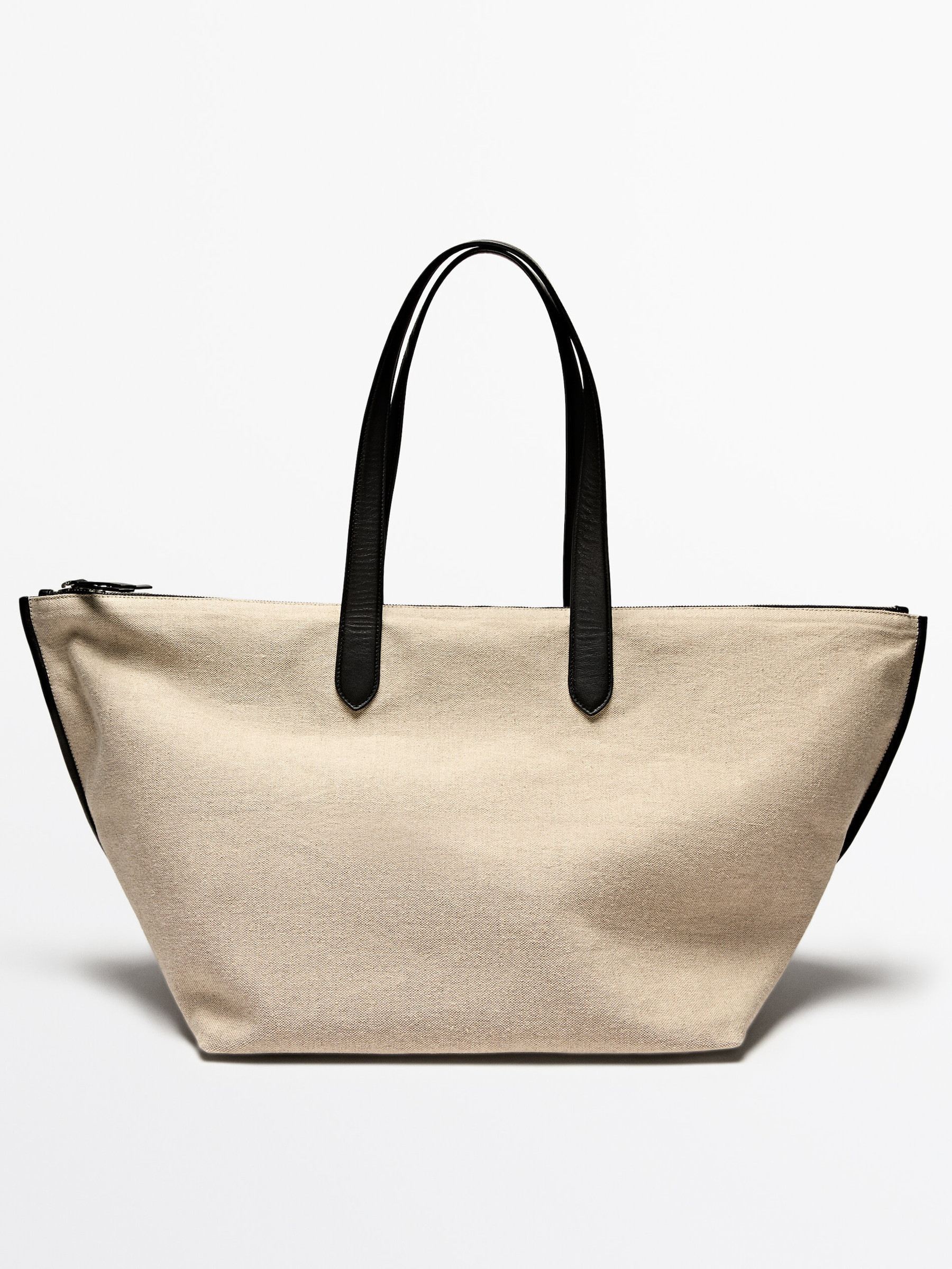 Linen maxi shopper bag | Massimo Dutti US
